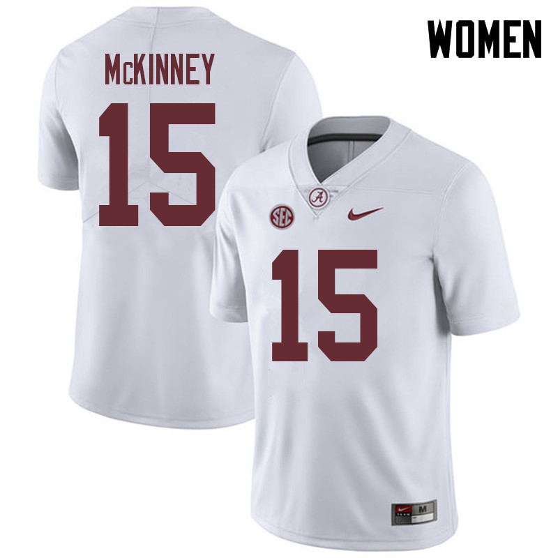 Women #15 Xavier McKinney Alabama Crimson Tide College Football Jerseys Sale-White